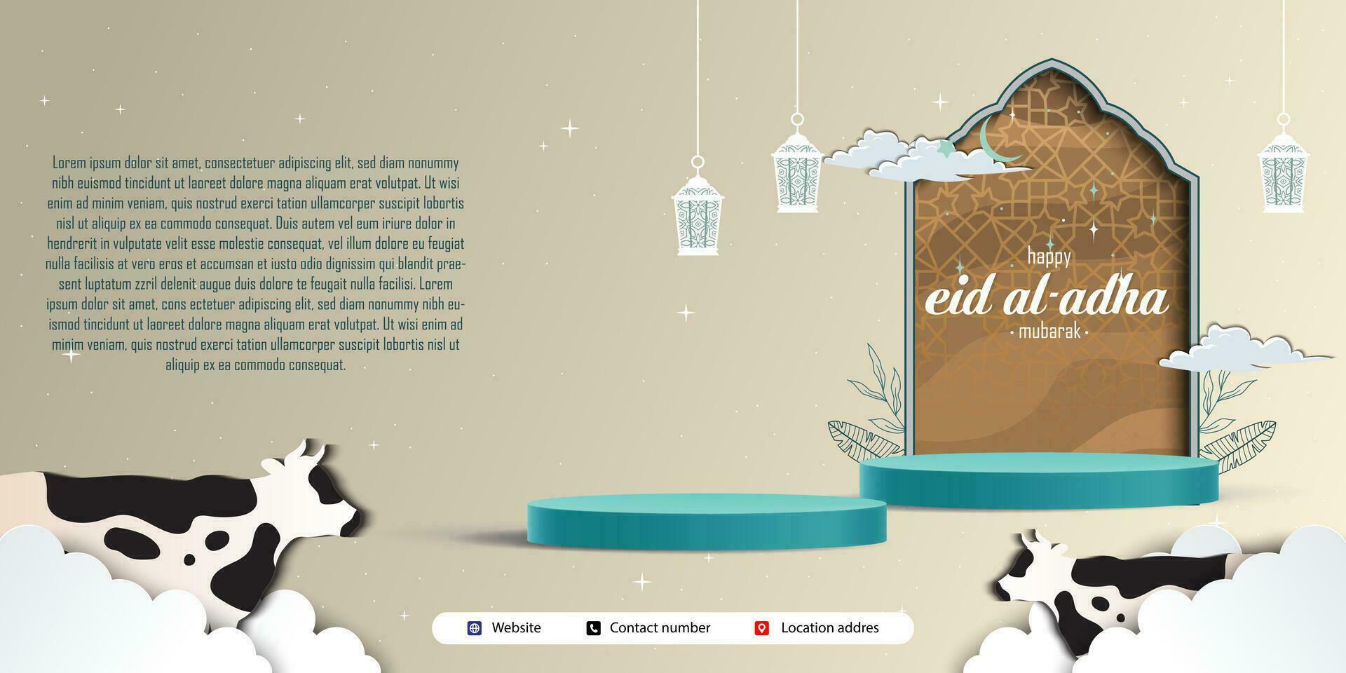 Eid Adha Mubarak Greeting Islamic Illustration Background Vector Design