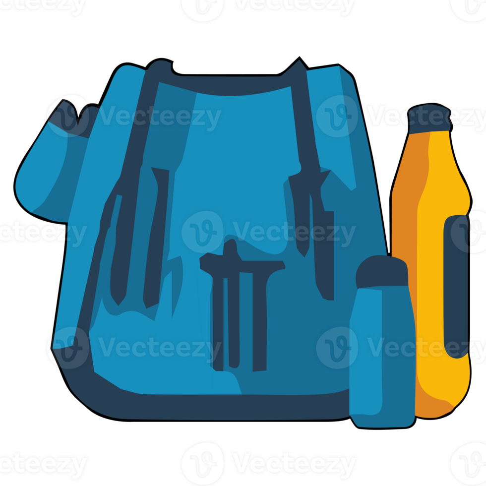 Camping backpack clipart flat design on transparent background, camping isolated clipping path element png