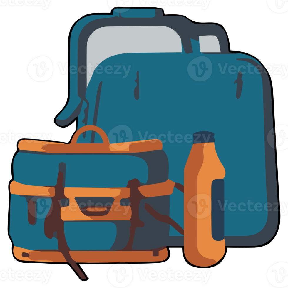 Camping backpack clipart flat design on transparent background, camping isolated clipping path element png