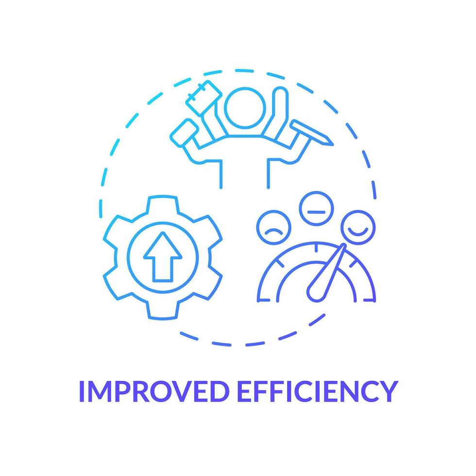 Improved efficiency blue gradient concept icon. Business process. Productive employee. Content plan. Operations management abstract idea thin line illustration. Isolated outline drawing vector