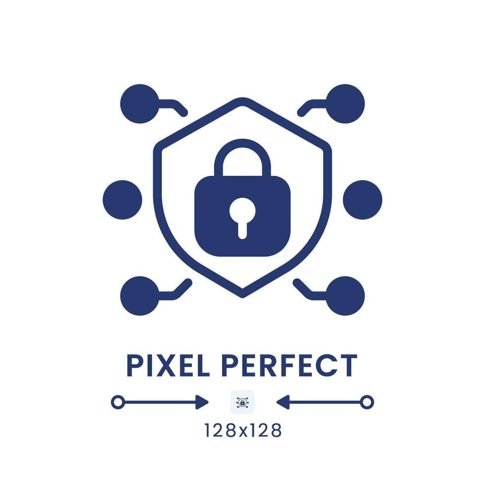 Network security black solid desktop icon. Personal data safety. System protection. Pixel perfect 128x128, outline 4px. Silhouette symbol on white space. Glyph pictogram. Isolated vector image