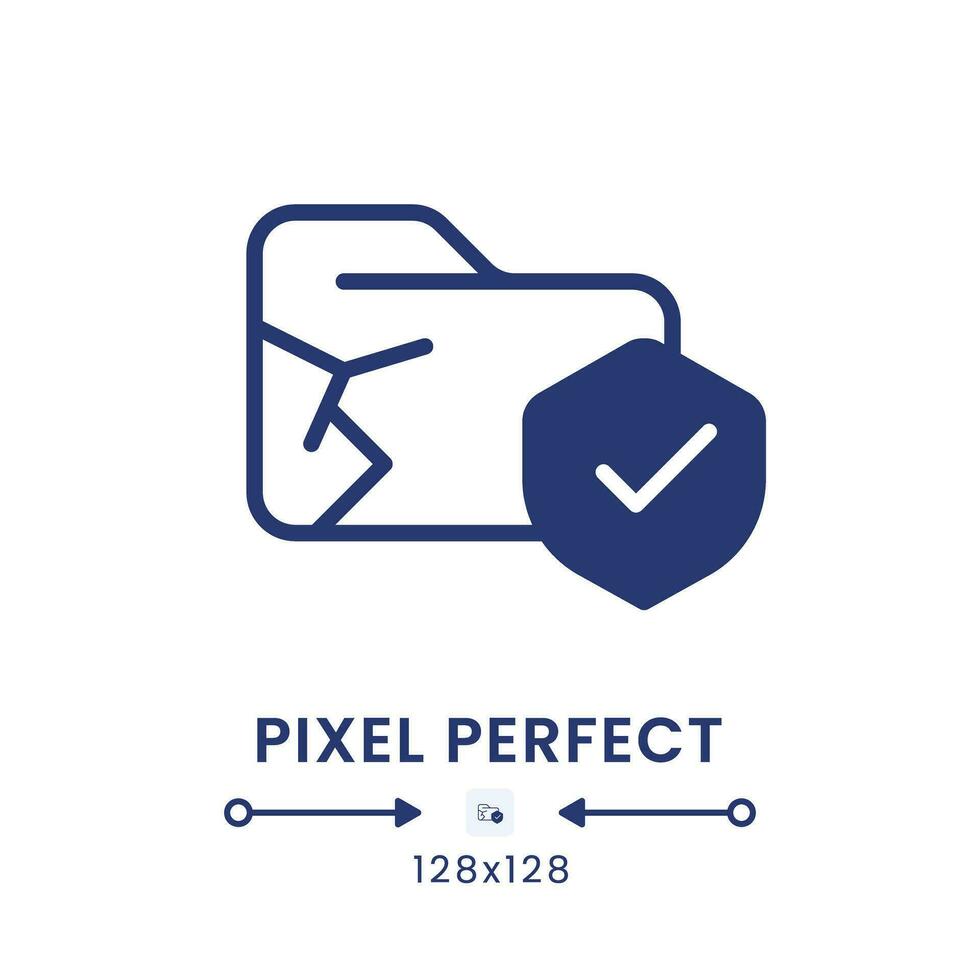 Data loss prevention black solid desktop icon. Breach detection. Cyber security. Pixel perfect 128x128, outline 4px. Silhouette symbol on white space. Glyph pictogram. Isolated vector image