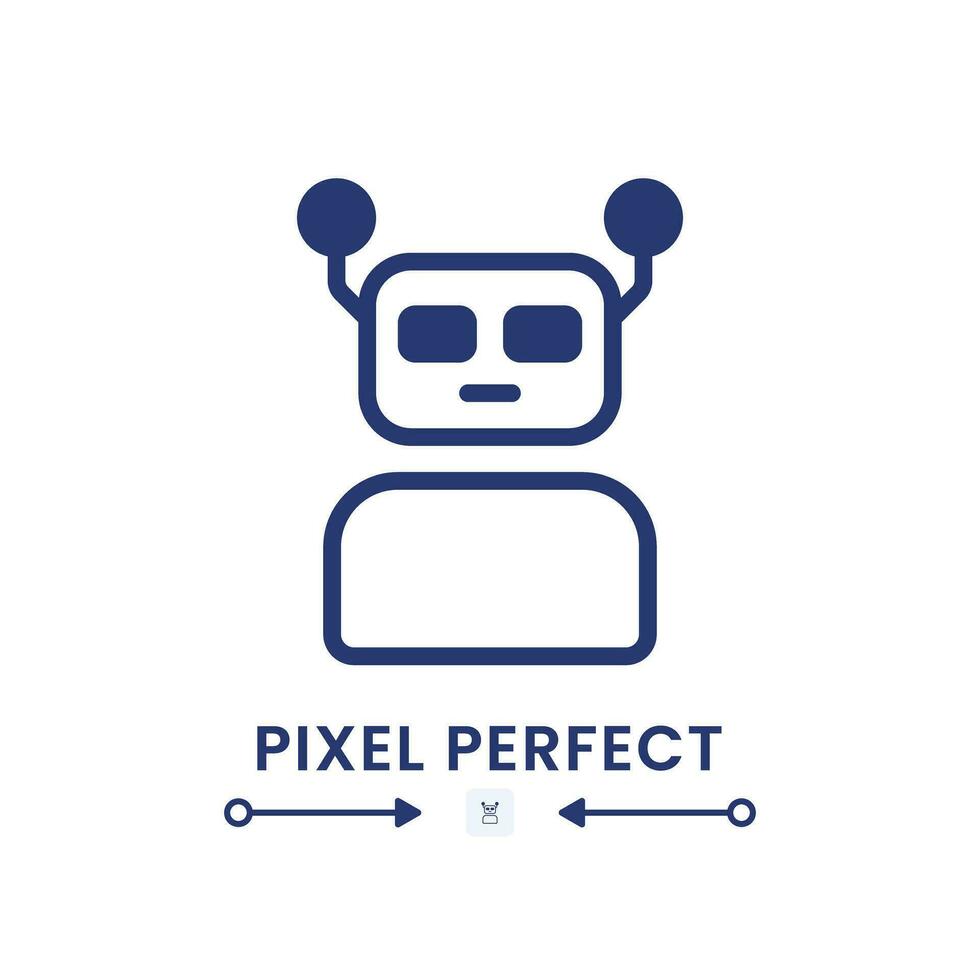 Robot black solid desktop icon. Automation technology. Artificial intelligence. Pixel perfect 128x128, outline 4px. Silhouette symbol on white space. Glyph pictogram. Isolated vector image