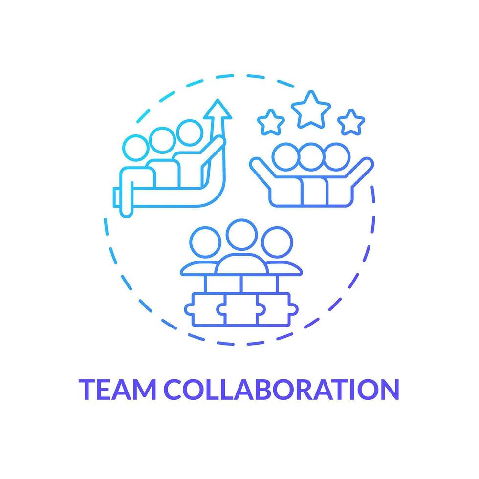 Team collaboration blue gradient concept icon. Improve communication. Employee interaction. Working together. Team spirit abstract idea thin line illustration. Isolated outline drawing vector