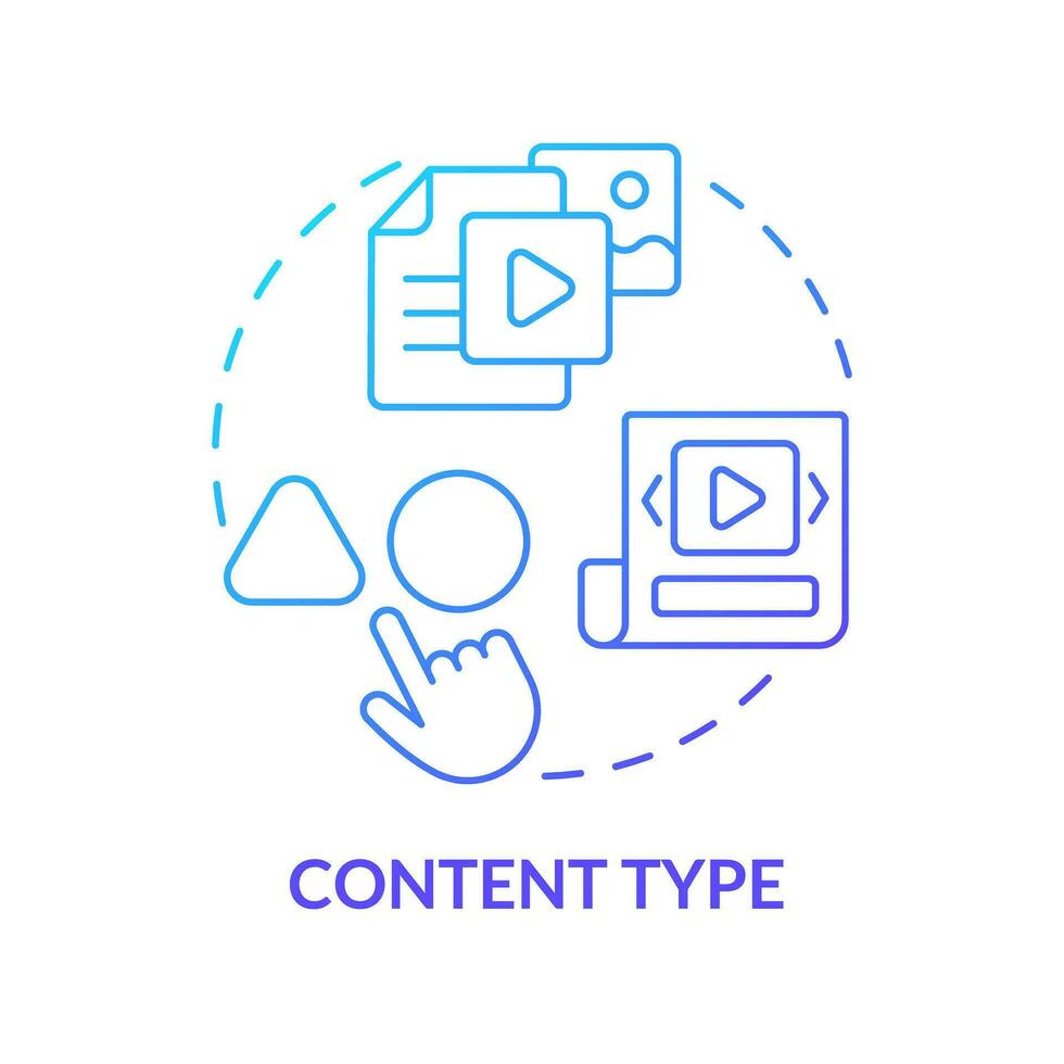 Content type blue gradient concept icon. Blog post. Marketing campaign. Target audience. Social media. Internet communication abstract idea thin line illustration. Isolated outline drawing vector