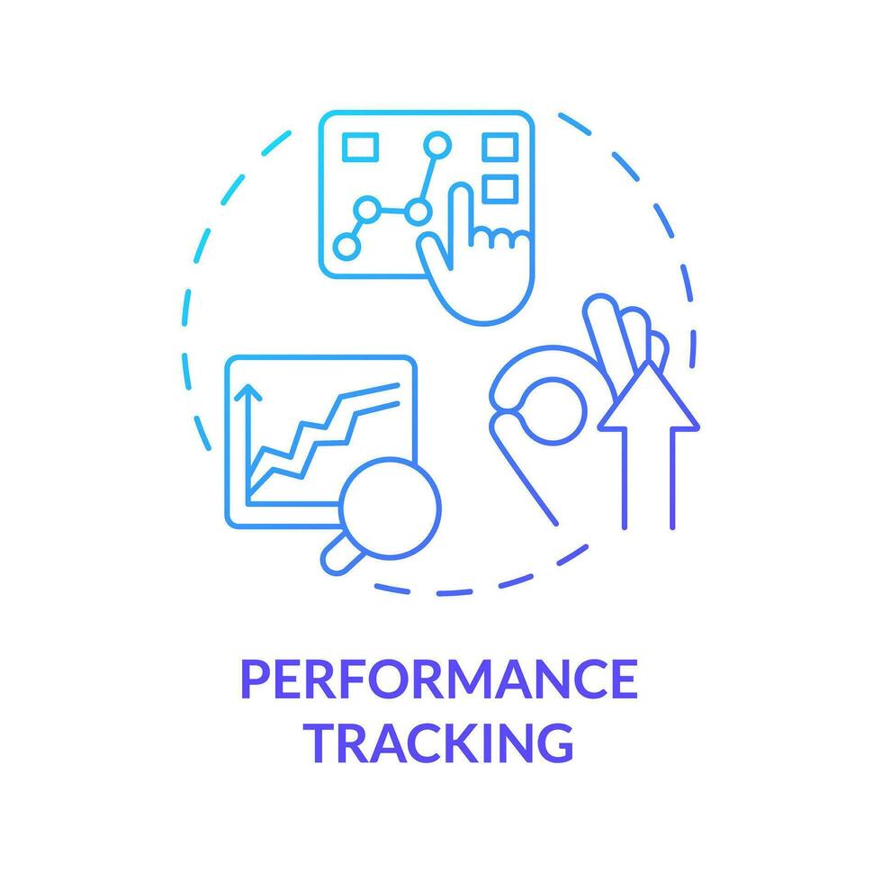 Performance tracking blue gradient concept icon. Measure success. Business analytics. Marketing strategy. Productivity measurement abstract idea thin line illustration. Isolated outline drawing vector
