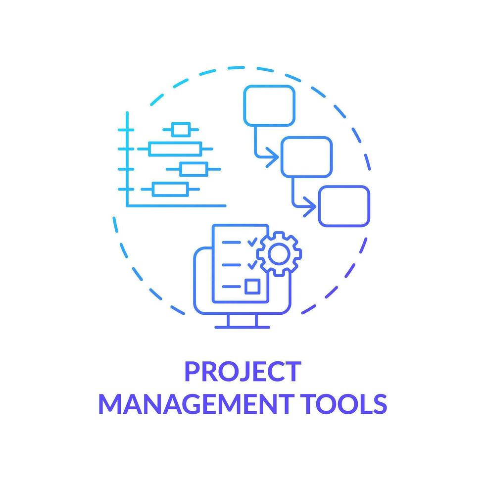 Project management tools blue gradient concept icon. Team collaboration. Improve communication. Deadline schedule. Task planning abstract idea thin line illustration. Isolated outline drawing vector