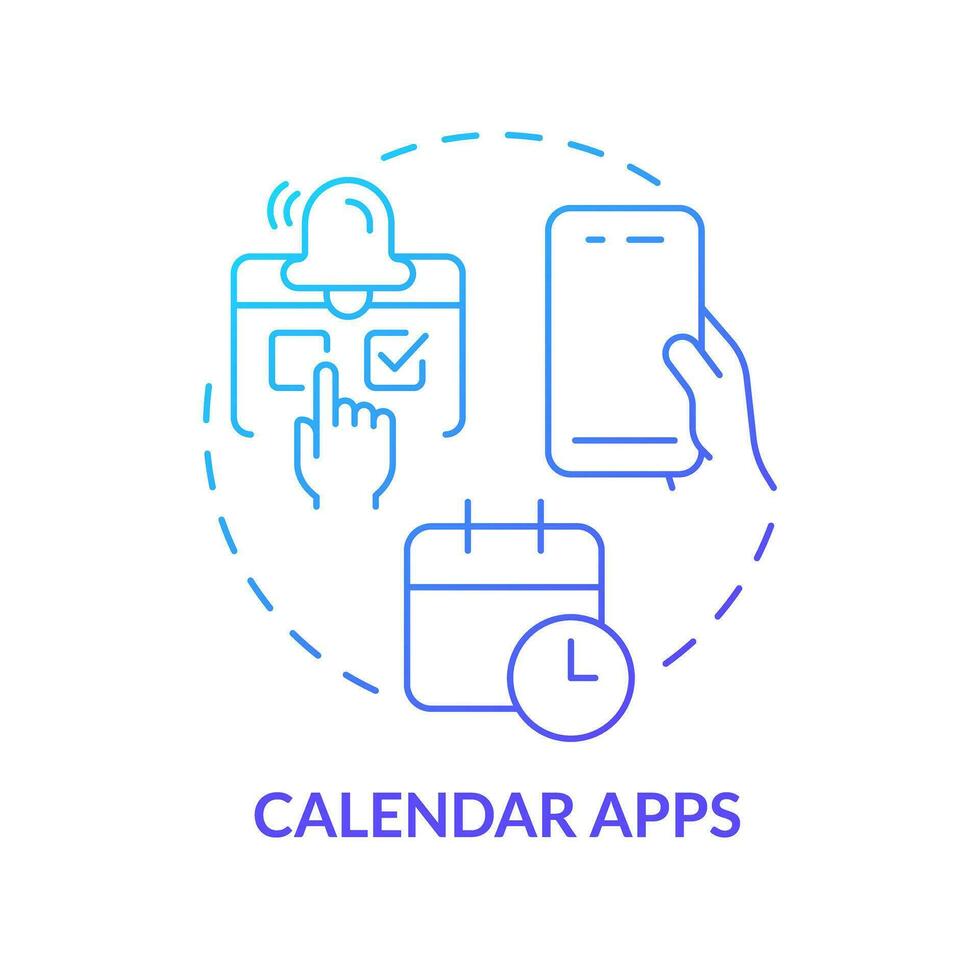 Calendar apps blue gradient concept icon. Time management. Team work. Content calendar. Increase productivity. Task manager abstract idea thin line illustration. Isolated outline drawing vector