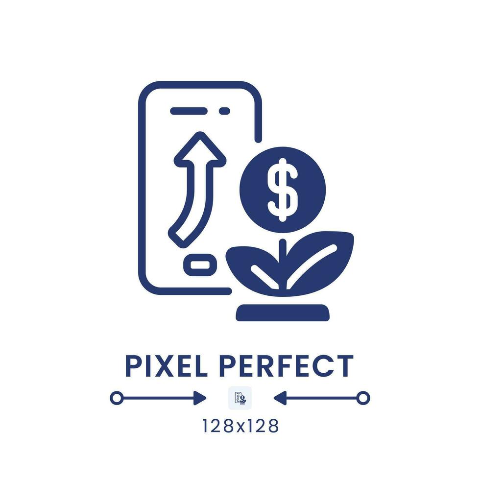 Trading and investment app black solid desktop icon. Stock market. Financial management. Pixel perfect 128x128, outline 4px. Silhouette symbol on white space. Glyph pictogram. Isolated vector image