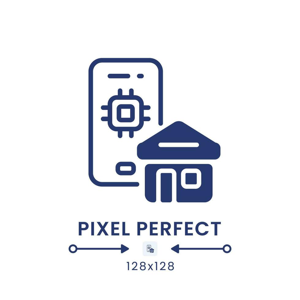 Home Automation app black solid desktop icon. Internet of Things devices. Pixel perfect 128x128, outline 4px. Silhouette symbol on white space. Glyph pictogram. Isolated vector image