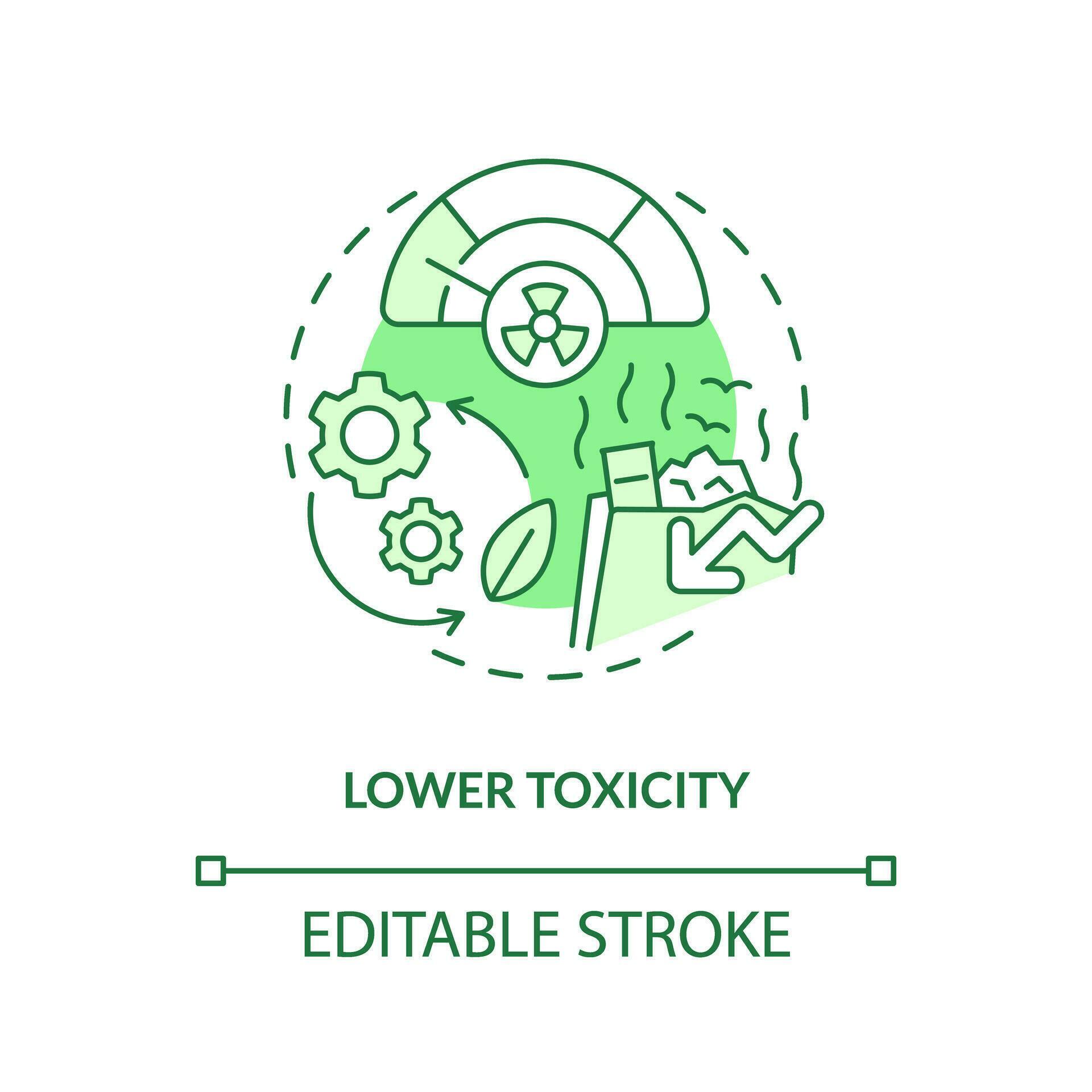 Lower toxicity green concept icon. Biodegradable plastics. Bio based