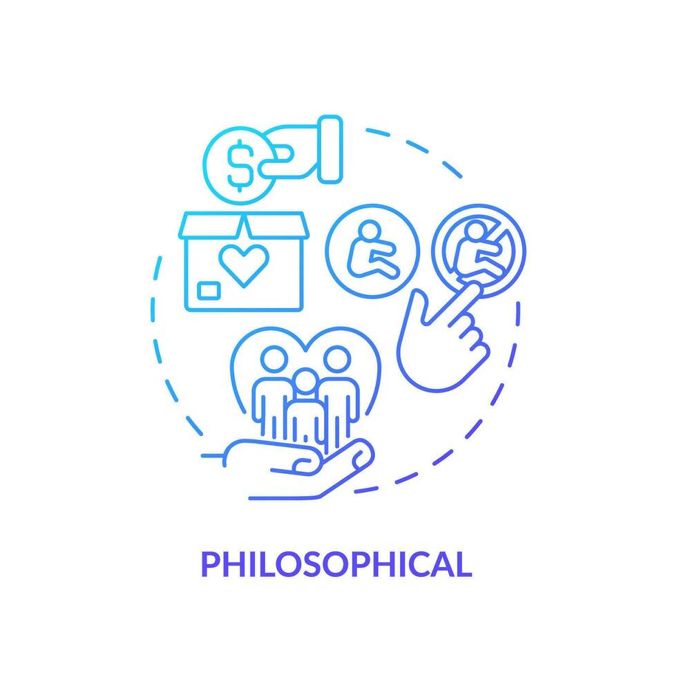 Philosophical blue gradient concept icon. Ethical dilemma. Life purpose. Child free. Abortion right. Reproductive choice abstract idea thin line illustration. Isolated outline drawing vector