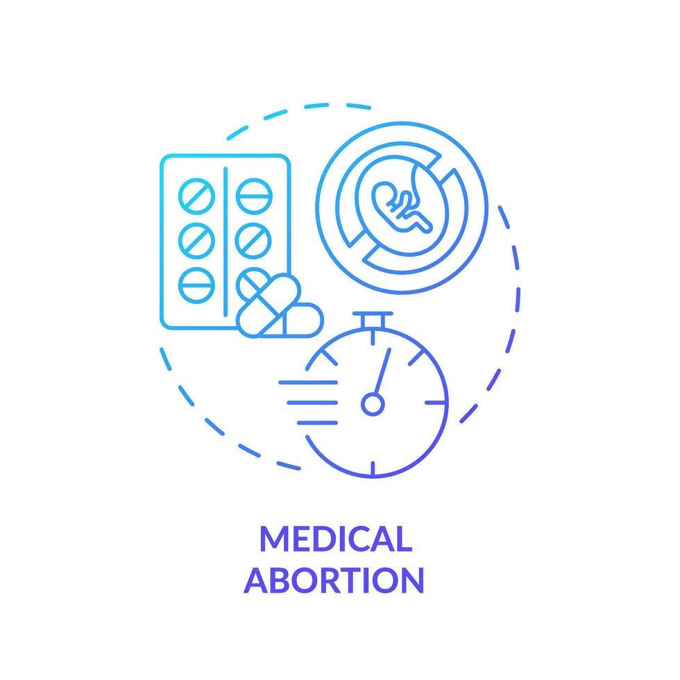 Medical abortion blue gradient concept icon. Health service. Non invasive. Planned parenthood. Health care. Reproductive justice abstract idea thin line illustration. Isolated outline drawing vector