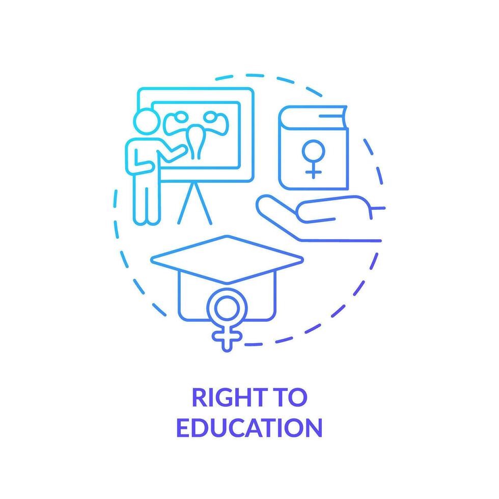 Right to education blue gradient concept icon. Sexual health. Interpersonal relationship. Reproductive choice. Social justice abstract idea thin line illustration. Isolated outline drawing vector