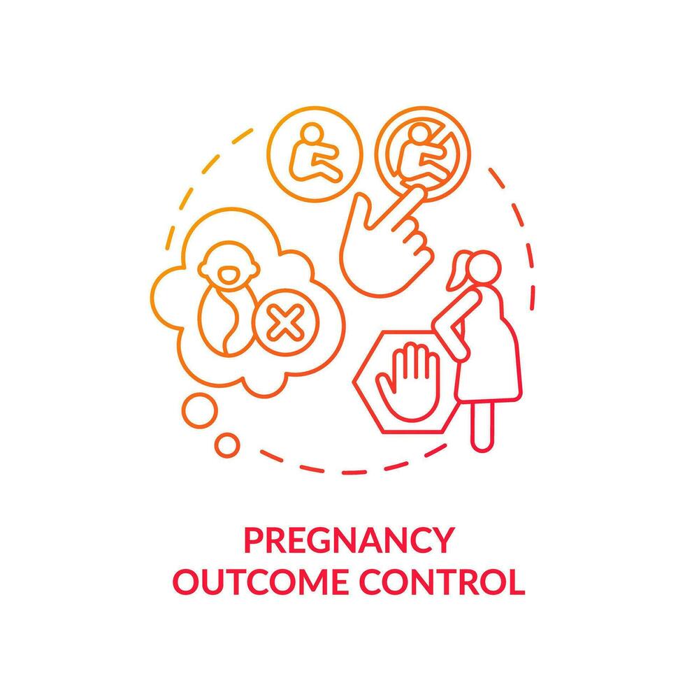 Pregnancy outcome control red gradient concept icon. Family violence. Decision making. Abortion clinic. My body. Reproductive health abstract idea thin line illustration. Isolated outline drawing vector