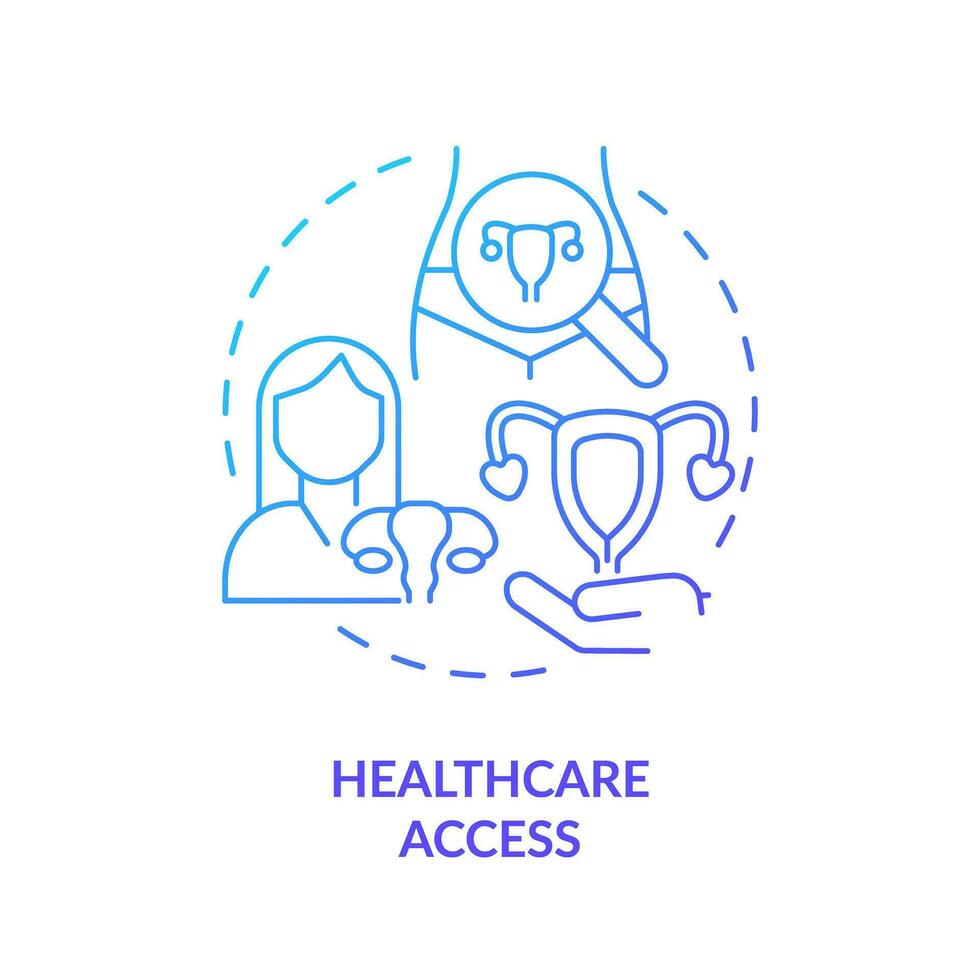 Healthcare access blue gradient concept icon. Health care service. Gynecological exam. Low income. Womens right. Reproductive choice abstract idea thin line illustration. Isolated outline drawing vector