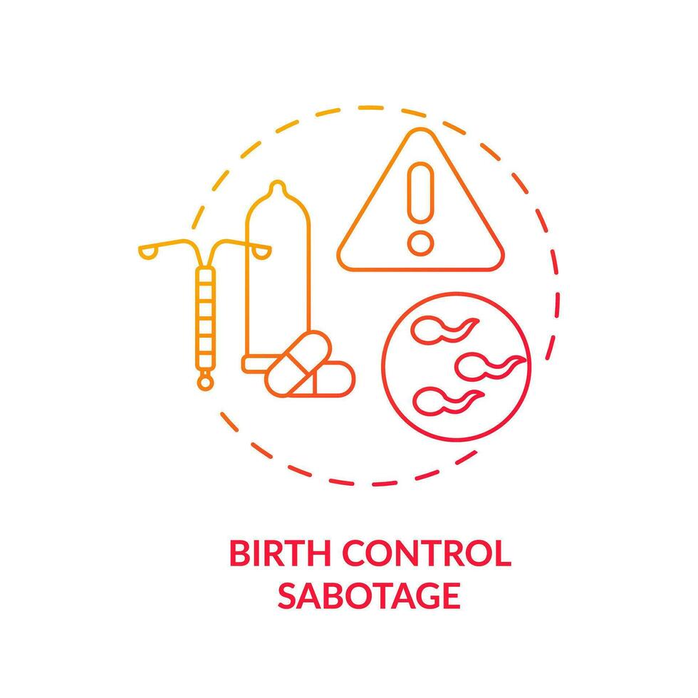 Birth control sabotage red gradient concept icon. Family abuse. Unwanted pregnancy. Sexual health. Reproductive choice. Human right abstract idea thin line illustration. Isolated outline drawing vector