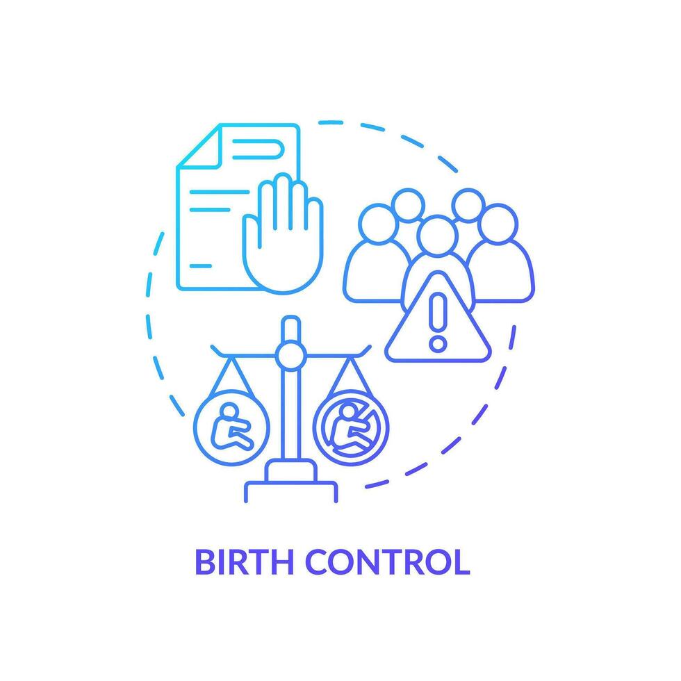 Birth control blue gradient concept icon. Contraceptive method. Pregnancy prevention. Women empowerment. Reproductive right abstract idea thin line illustration. Isolated outline drawing vector