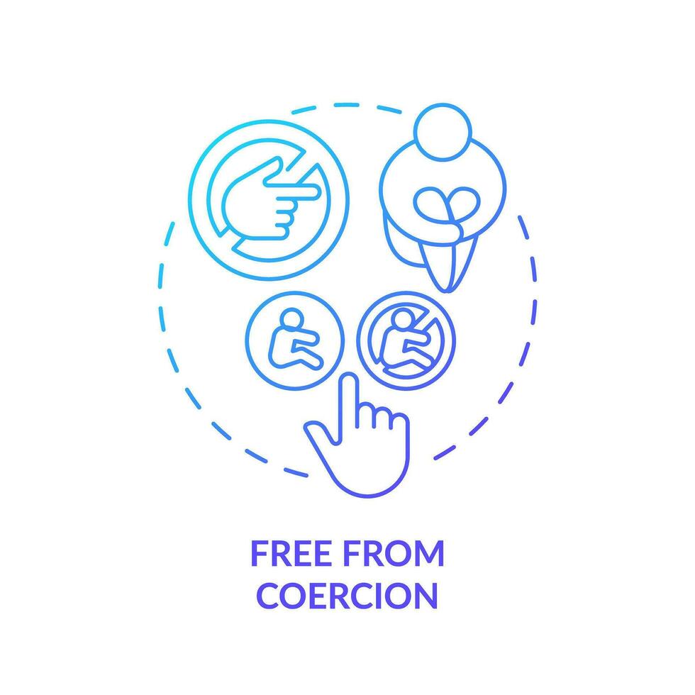 Free from coercion blue gradient concept icon. Domestic violence. Sexual abuse. Female empowerment. Human right. Reproductive justice abstract idea thin line illustration. Isolated outline drawing vector