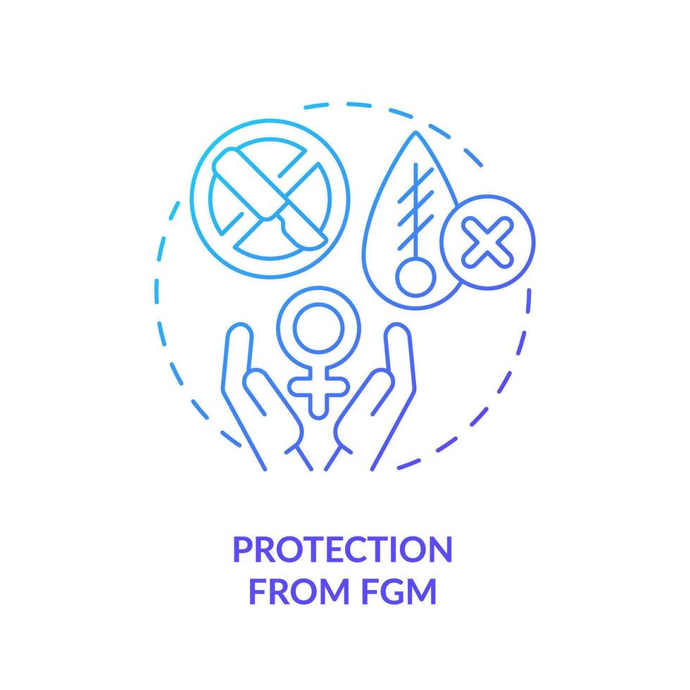 Protection from FGM blue gradient concept icon. Female genital mutilation. Violence against women. My body. Reproductive health abstract idea thin line illustration. Isolated outline drawing vector