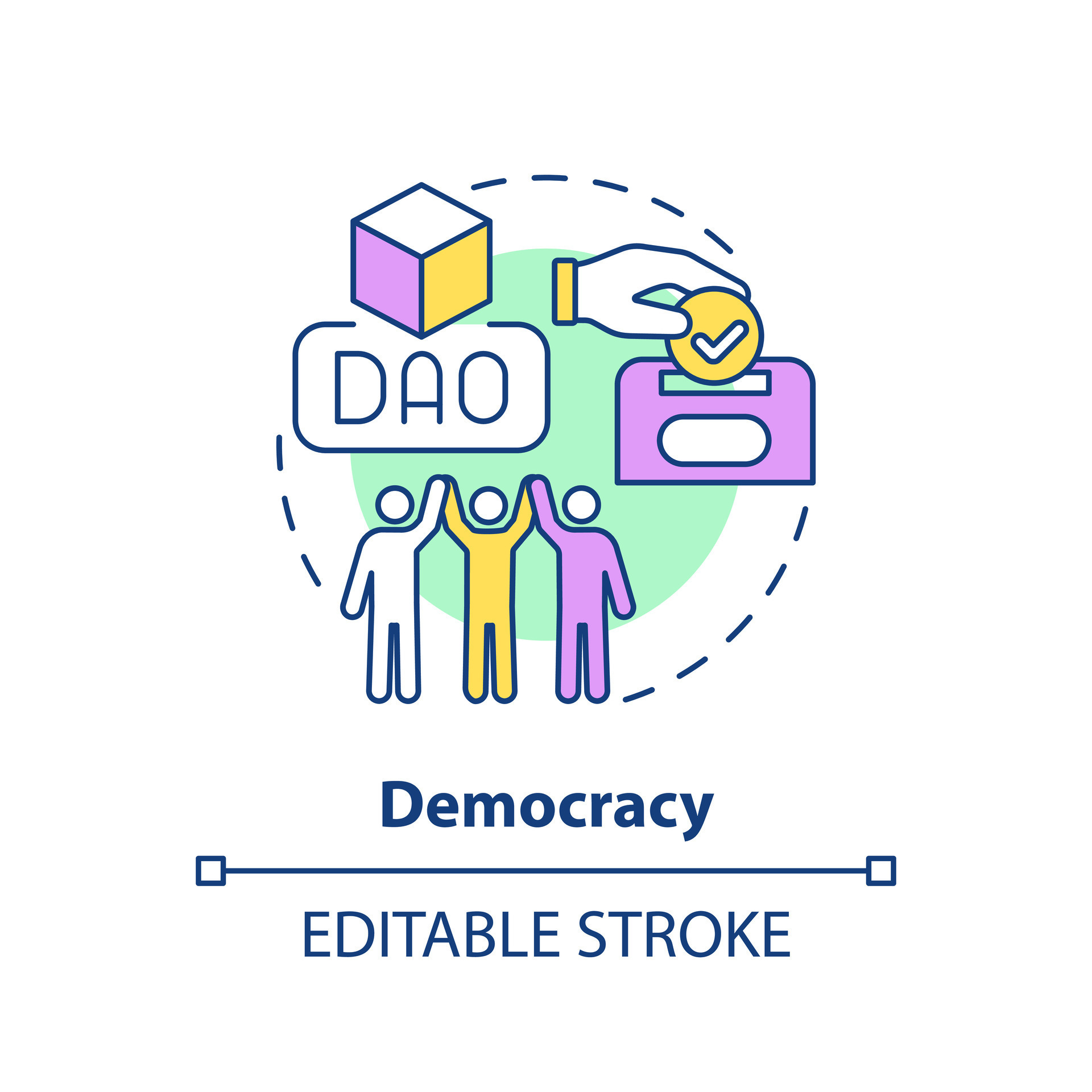 Democracy concept icon. Make decisions by voting. DAO characteristic