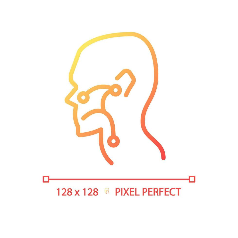 Ear, nose and throat pixel perfect gradient linear vector icon. Otorhinolaryngological treatment. Medical care. Thin line color symbol. Modern style pictogram. Vector isolated outline drawing