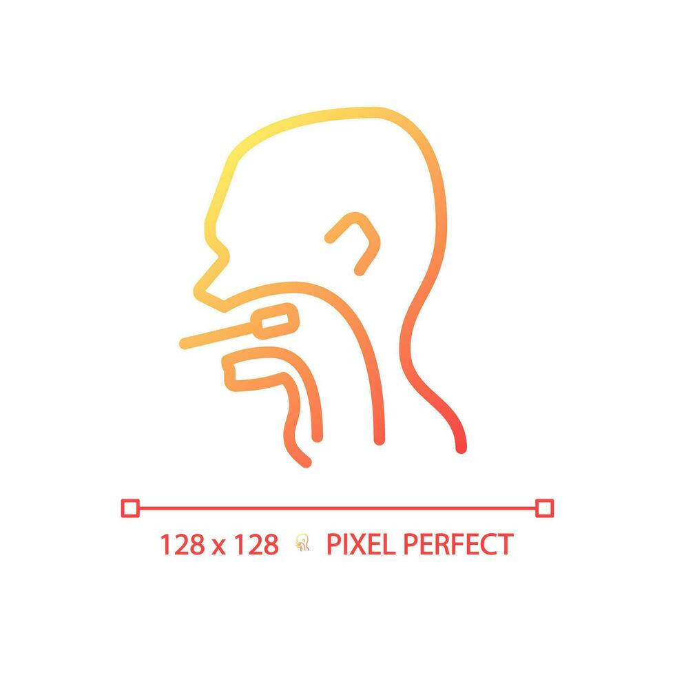 Throat exam pixel perfect gradient linear vector icon. Medical checkup of patient. Taking sample for tests with probe. Thin line color symbol. Modern style pictogram. Vector isolated outline drawing