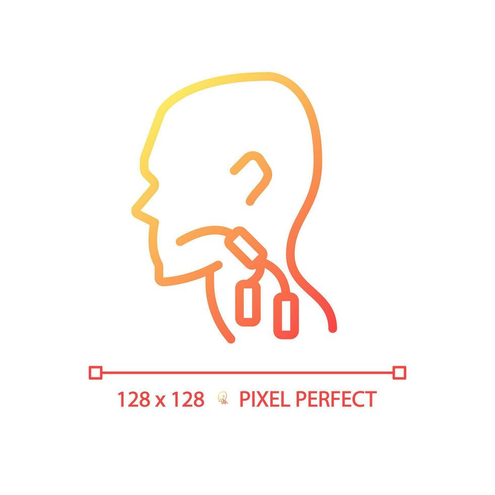 Lymph nodes pixel perfect gradient linear vector icon. Swollen body parts in throat. Immune system issues symptoms. Thin line color symbol. Modern style pictogram. Vector isolated outline drawing