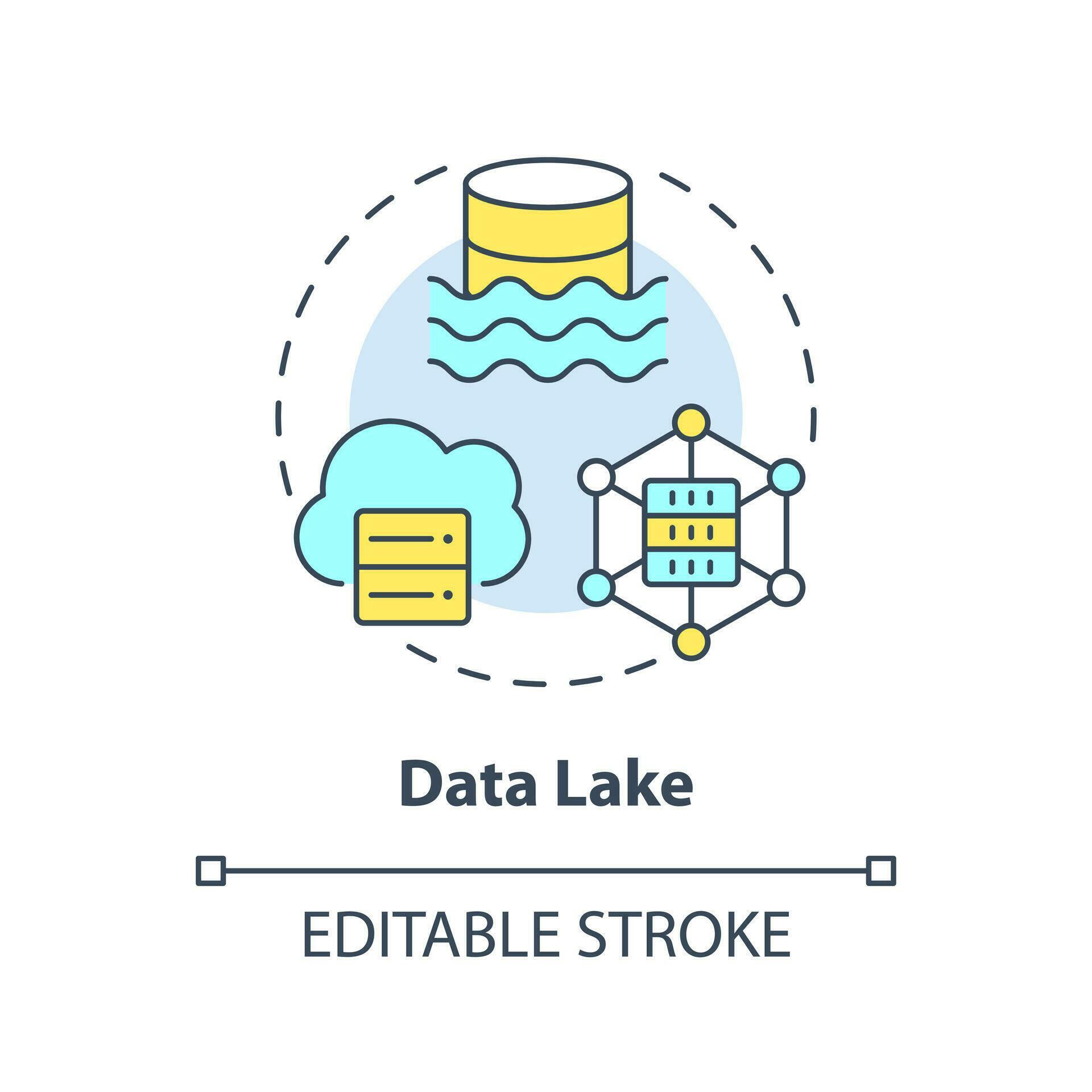 Data lake concept icon. Digital storage. Raw format of information ...