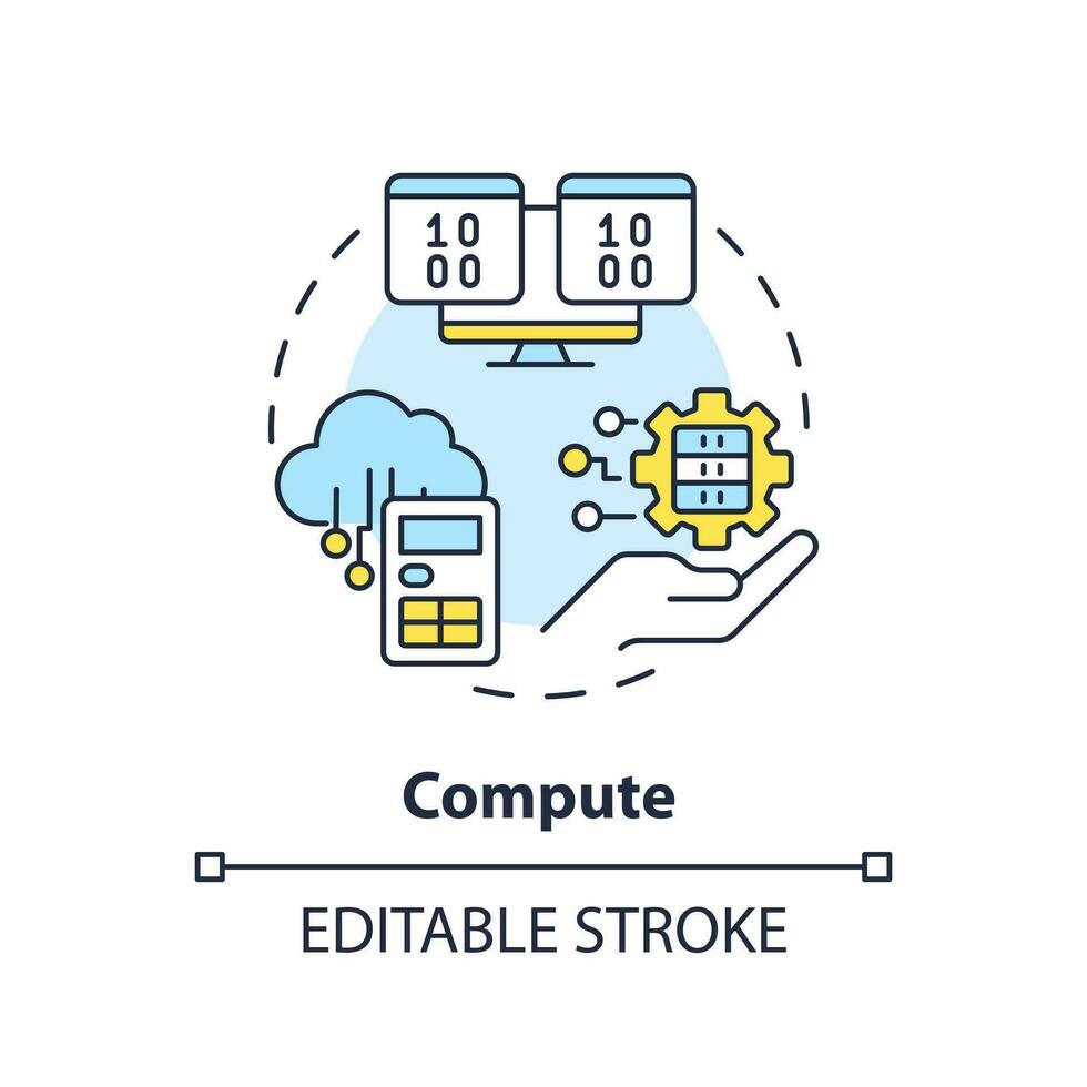 Compute concept icon. Operations with information. Data lake vs data warehouse abstract idea thin line illustration. Isolated outline drawing. Editable stroke vector