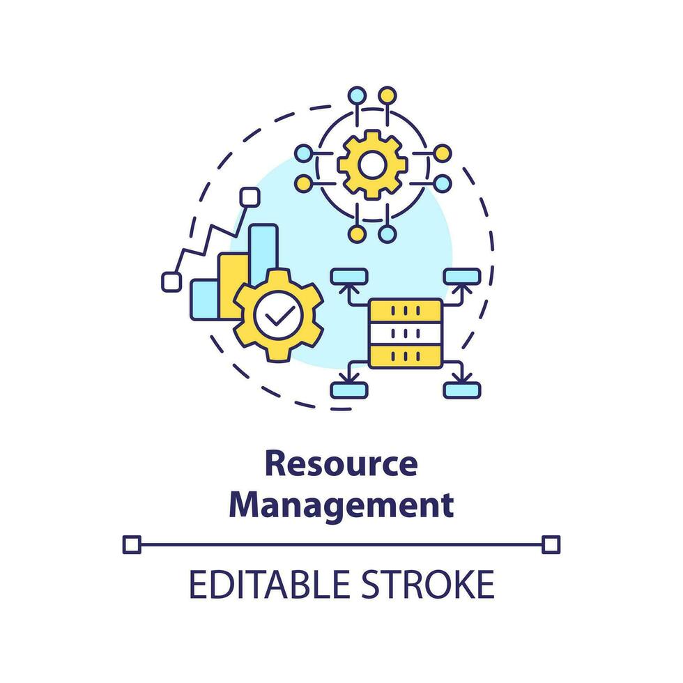 Resource management concept icon. System orchestration. Data lake architecture abstract idea thin line illustration. Isolated outline drawing. Editable stroke vector