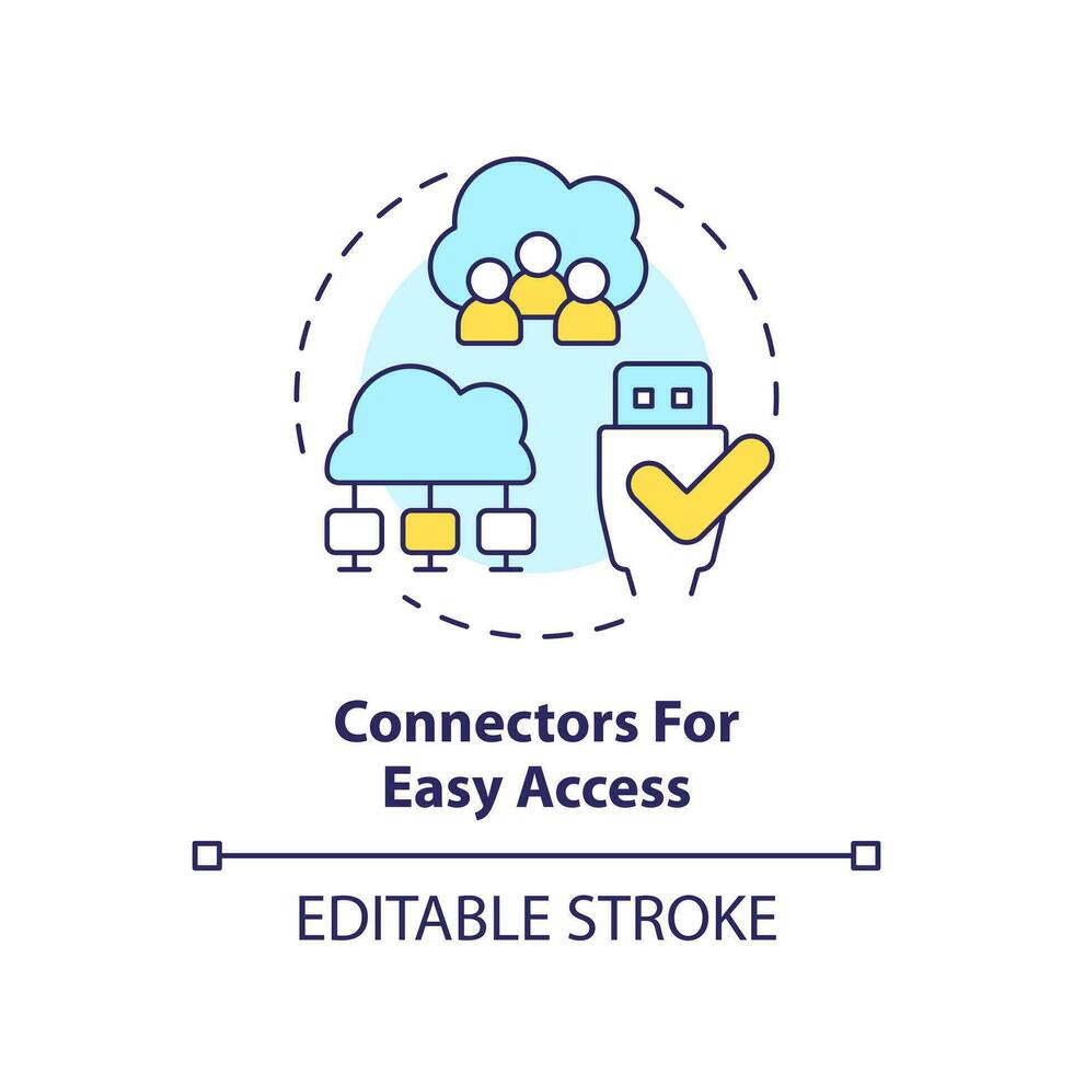 Connectors for easy access concept icon. Share with users. Data lake architecture abstract idea thin line illustration. Isolated outline drawing. Editable stroke vector