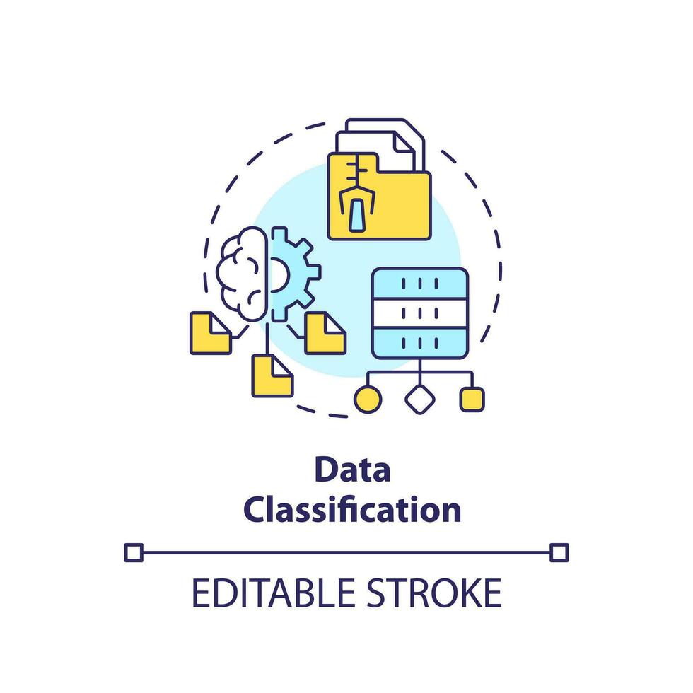 Data classification concept icon. Information organization. Data lake architecture abstract idea thin line illustration. Isolated outline drawing. Editable stroke vector