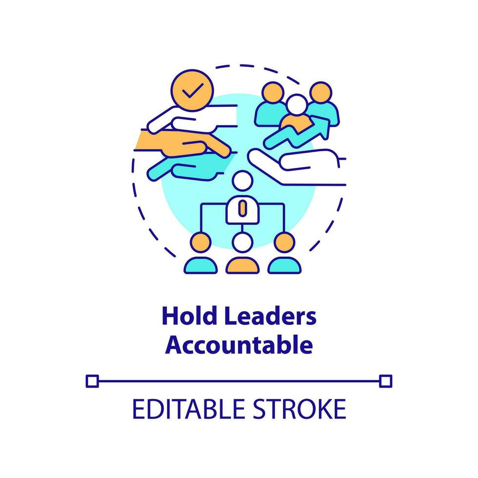 Hold leaders accountable concept icon. Making DEI efforts effective practice abstract idea thin line illustration. Isolated outline drawing. Editable stroke vector