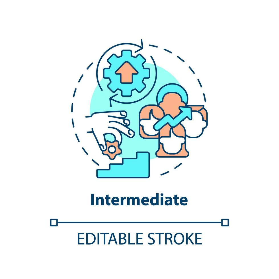 Intermediate concept icon. Improvement diversity. DEI program maturity stage abstract idea thin line illustration. Isolated outline drawing. Editable stroke vector