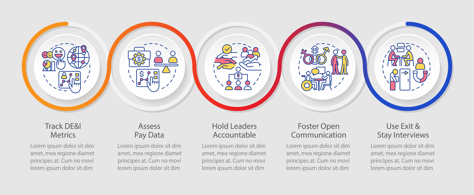 Making dei efforts effective practices loop infographic template data