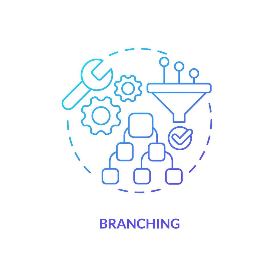 Branching blue gradient concept icon. Software configuration management. Source control strategy abstract idea thin line illustration. Isolated outline drawing vector