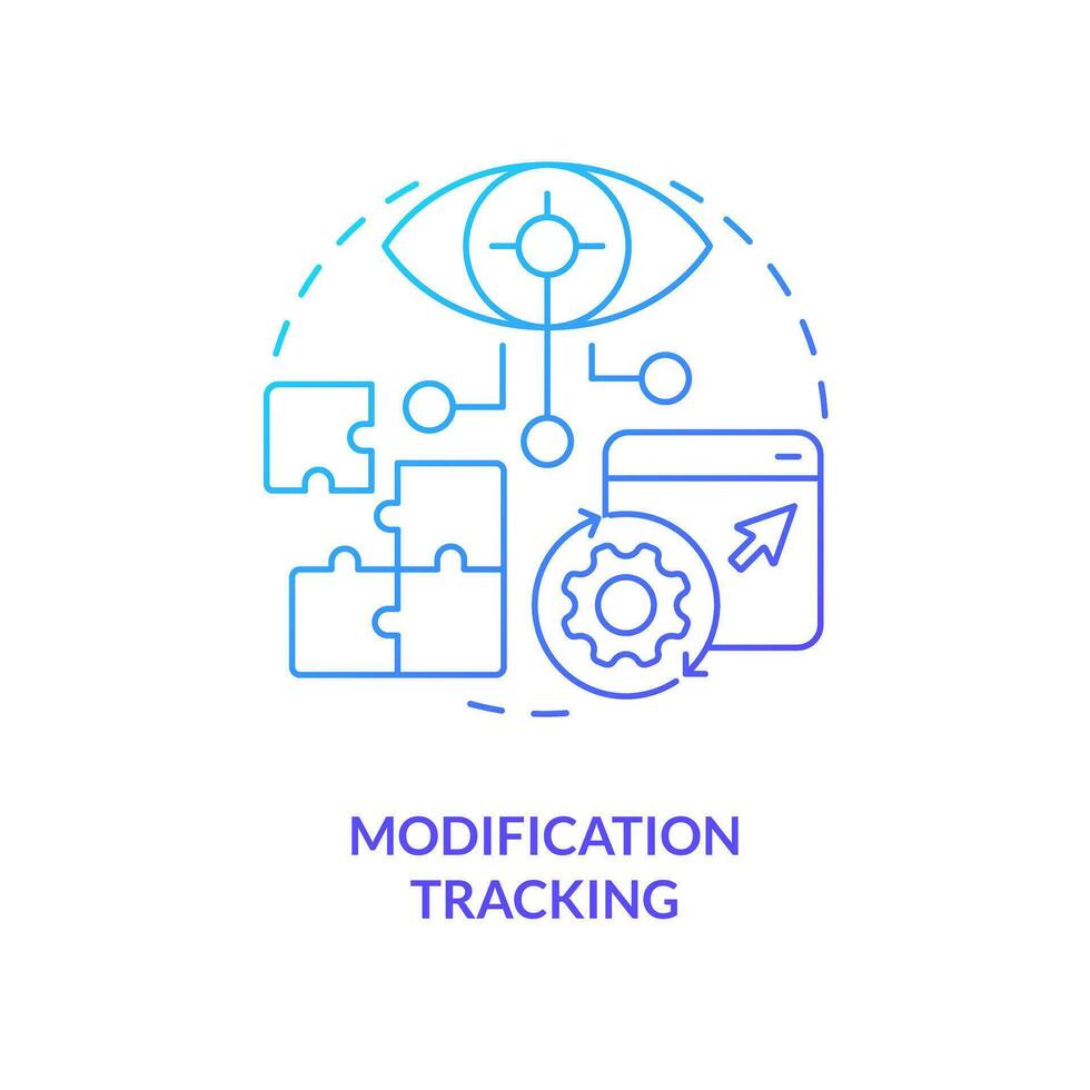 Modification tracking blue gradient concept icon. Code changing process. Version control benefit abstract idea thin line illustration. Isolated outline drawing vector