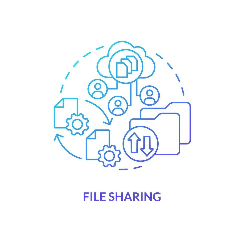 File sharing blue gradient concept icon. Free access to project. Version control advantage abstract idea thin line illustration. Isolated outline drawing vector