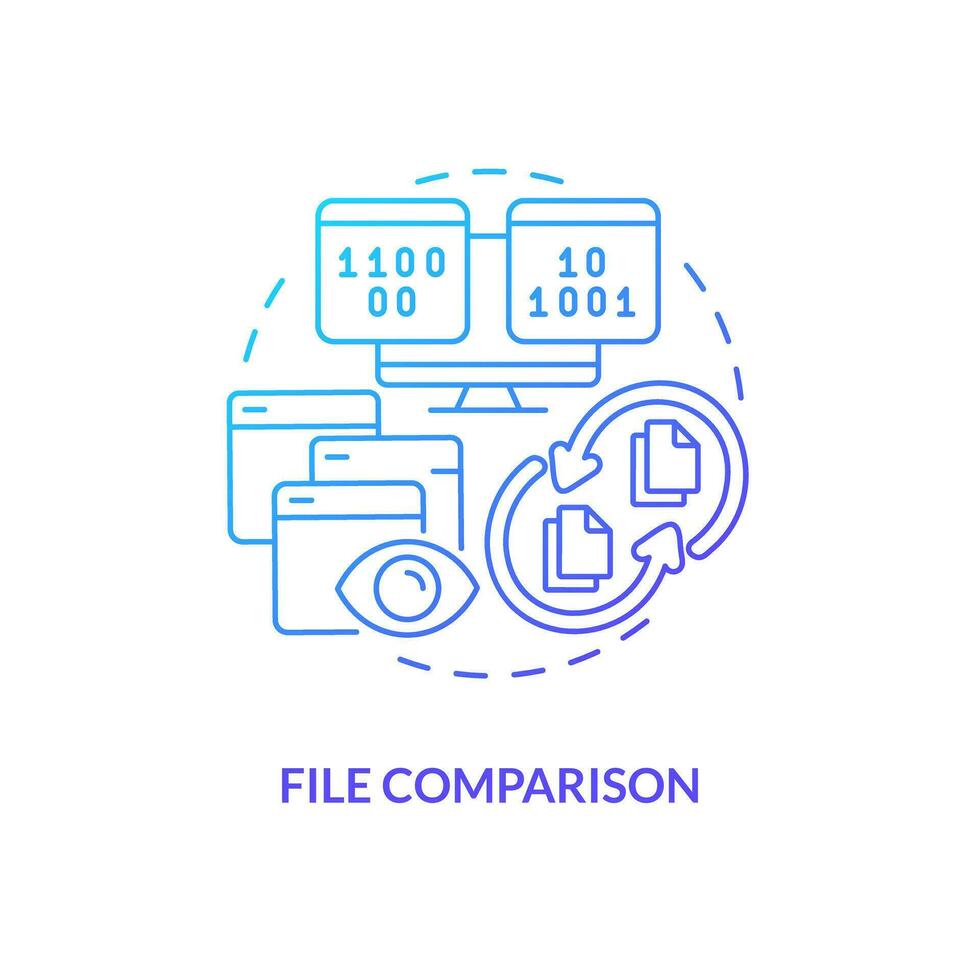 File comparison blue gradient concept icon. Identify differences in code. Version control benefit abstract idea thin line illustration. Isolated outline drawing vector
