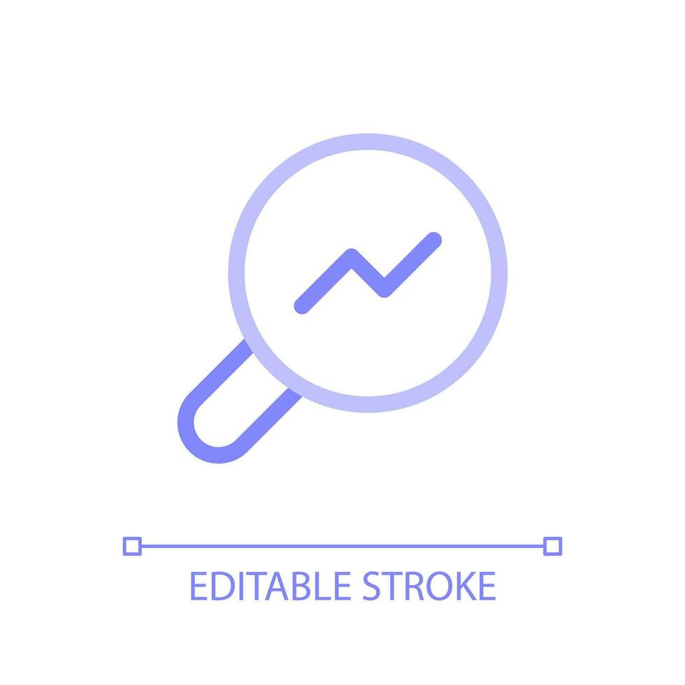 Analytic tool pixel perfect color linear ui icon. Data research. Monitoring activity. Market studying. GUI, UX design. Outline isolated user interface pictogram. Editable stroke vector