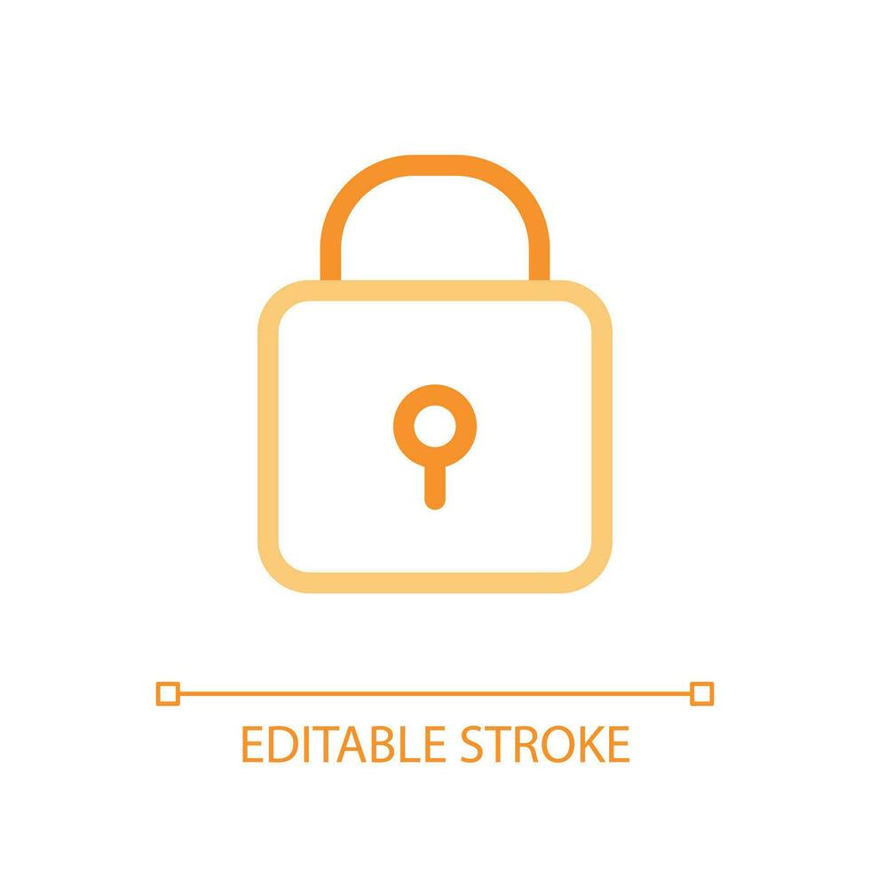 Padlock pixel perfect color linear ui icon. Closed access to sensitive data. Protection. Cyber security. GUI, UX design. Outline isolated user interface pictogram. Editable stroke vector