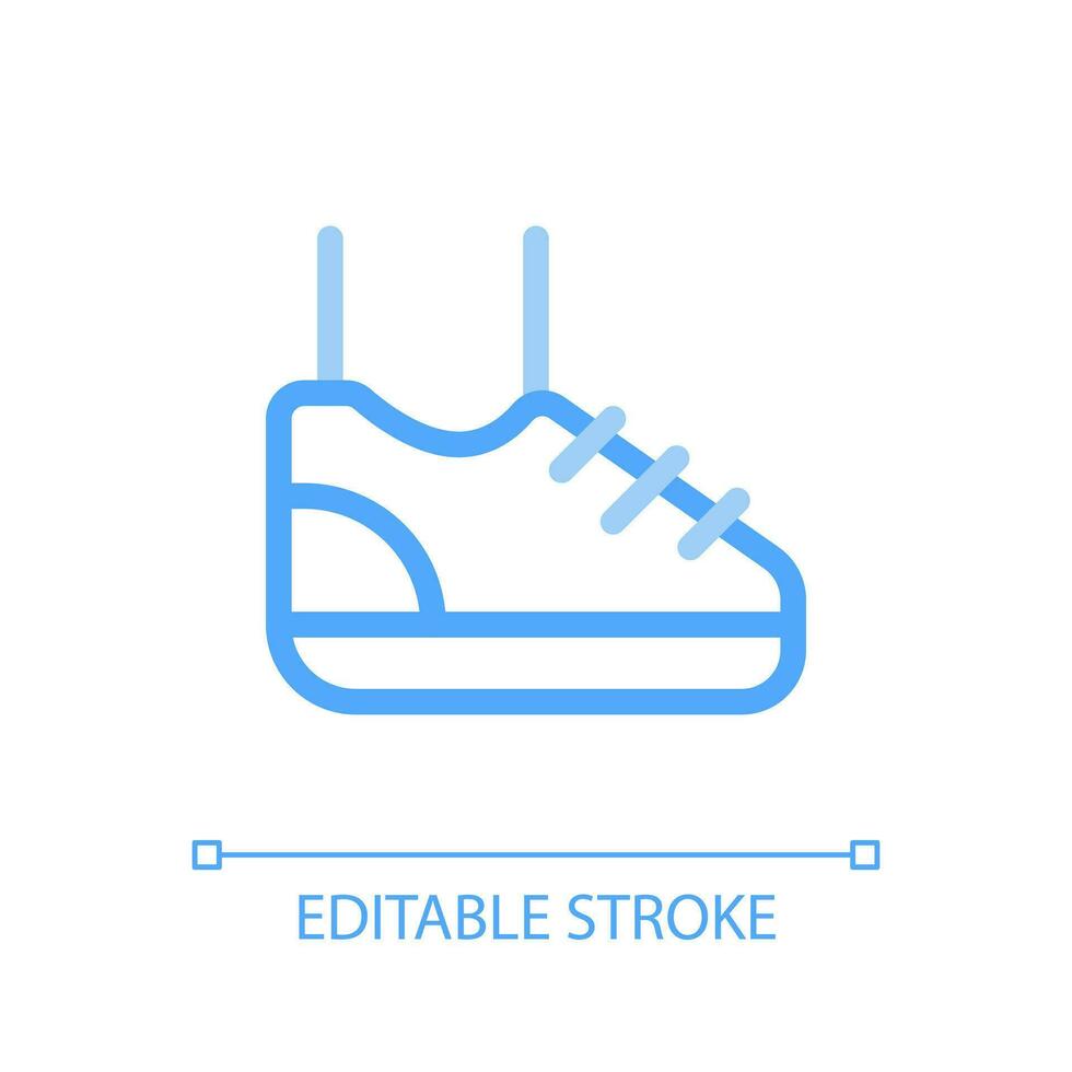 Sneaker pixel perfect color linear ui icon. Sport footwear. Running and jogging. Healthy active lifestyle. GUI, UX design. Outline isolated user interface pictogram. Editable stroke vector