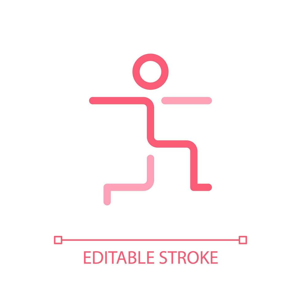 Warrior pose pixel perfect color linear ui icon. Healthy, active lifestyle. Stretching exercise. Yoga asana. GUI, UX design. Outline isolated user interface pictogram. Editable stroke vector