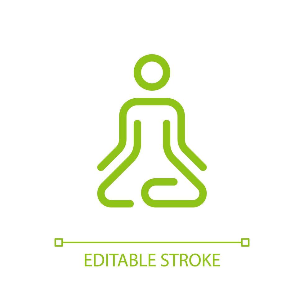 Meditation pixel perfect color linear ui icon. Lotus position. Calmness and harmony. Relaxation practice. GUI, UX design. Outline isolated user interface pictogram. Editable stroke vector