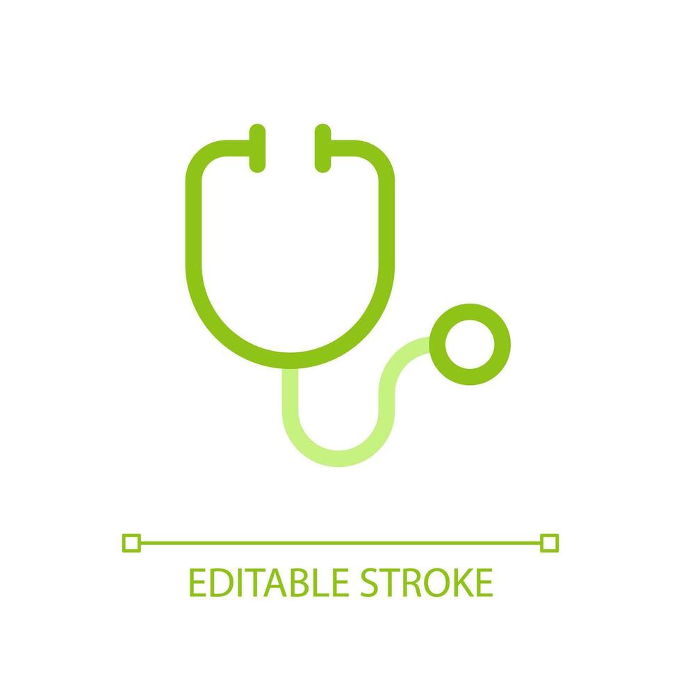Stethoscope pixel perfect color linear ui icon. Medical instrument. Doctor appointment. Health checkup. GUI, UX design. Outline isolated user interface pictogram. Editable stroke vector