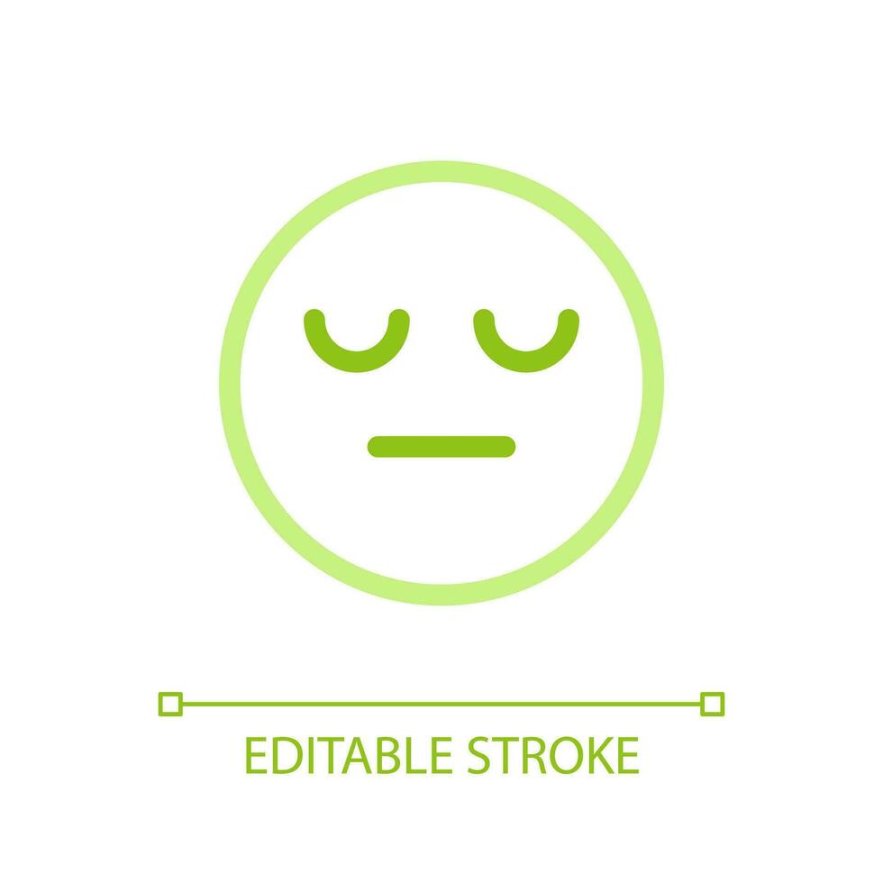 Sleepy face emoji pixel perfect color linear ui icon. Indifferent emotion. Feelings expression. GUI, UX design. Outline isolated user interface pictogram. Editable stroke vector