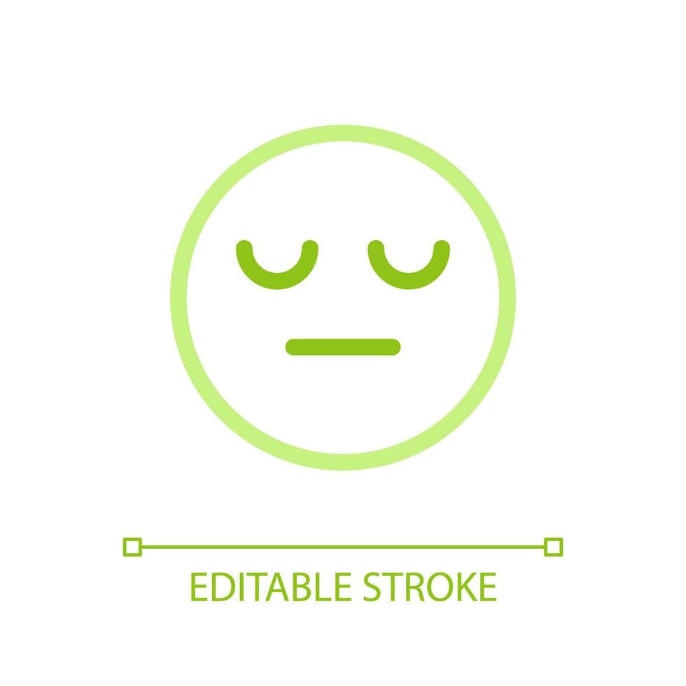 Sleepy face emoji pixel perfect color linear ui icon. Indifferent emotion. Feelings expression. GUI, UX design. Outline isolated user interface pictogram. Editable stroke vector