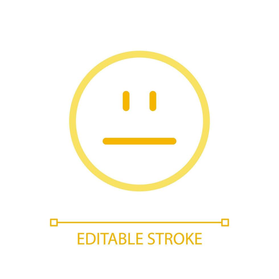 Neutral emoji pixel perfect color linear ui icon. Emotional expression. Indifferent. Customer feedback. GUI, UX design. Outline isolated user interface pictogram. Editable stroke vector