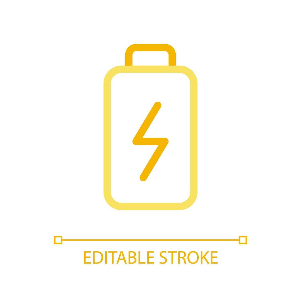 Battery pixel perfect color linear ui icon. Accumulator charging. Physical strength and activity. Vitality. GUI, UX design. Outline isolated user interface pictogram. Editable stroke vector